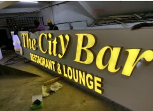 bar sign yellow